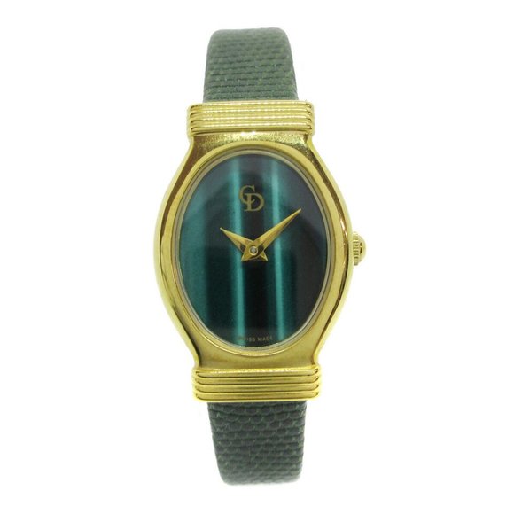 Christian Dior 3009 Ladies Quartz Wristwatch Watch Gold plated Green - Picture 1 of 16